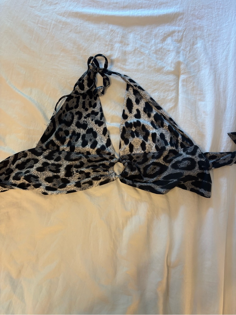 SHEIN Black and Silver Leopard Triangle halter Top